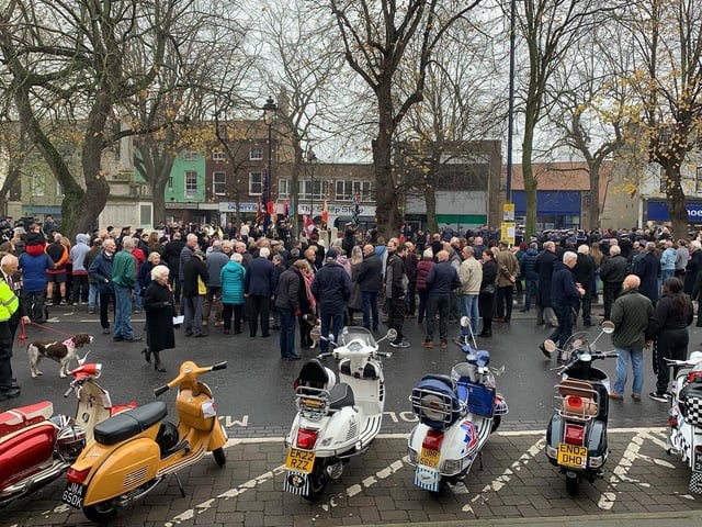 Local motorcycling groups joined crowds at the War Memorial in Boston for Remembrance Sunday.