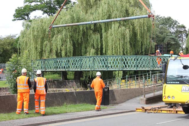 The bridge was hoisted up and placed on a lorry