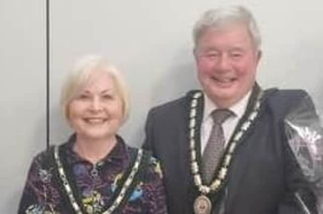 Christine Barry with Coun Pete Barry at the Mayor making ceremony in Skegness.