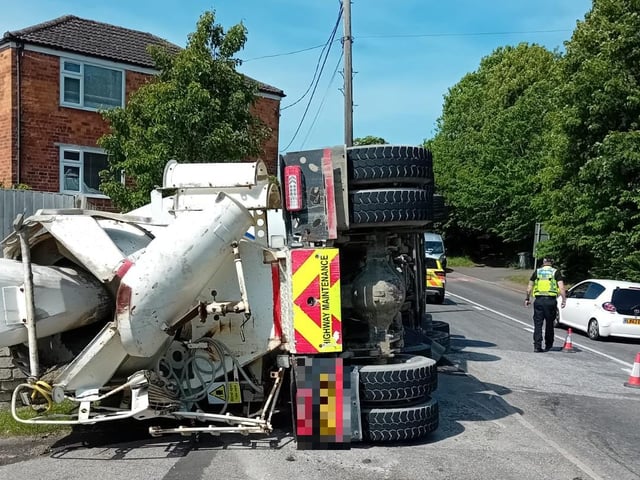 The cement truck overturned on the A16 bend at East Keal, on May 22, 2026.