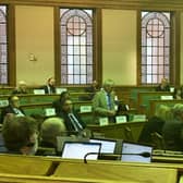 Council leader Martin Hill speaking during the full council meeting