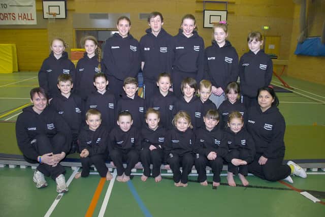 Sleaford Elite Gymnastics Club members with coaches Katie Martin (left) and Patsy Shields.