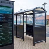 One of the new bus stop screens at Gainsborough Bus Station