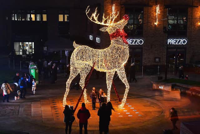 Visitors admiring the festive decorations at Marshall's Yard