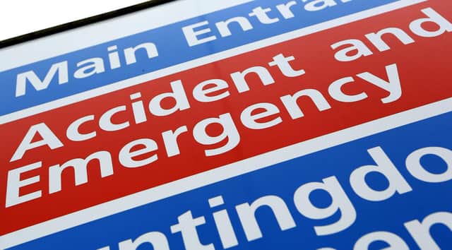 General view of an Accident and Emergency Sign at Hinchingbrooke Hospital in Huntingdon, Cambridgeshire. 
