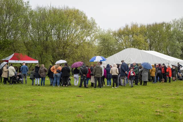 Crowds enjoy the entertainment.