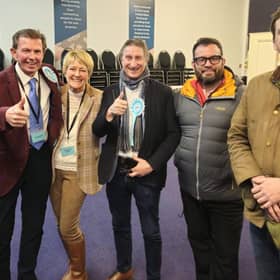 Celebrating the by-election win win after the conclusion of the count. From left - Reform UK's Paul Sixsmith (winning candidate), Amanda Sixsmith, Dave Conway (Branch Campaign Co-ordinator), Robin McCallum (Branch Treasurer) and Sam Wigley (Branch Chairman). Photo: Reform UK