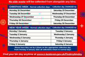 A poster showing the new dates for each bin collection.
