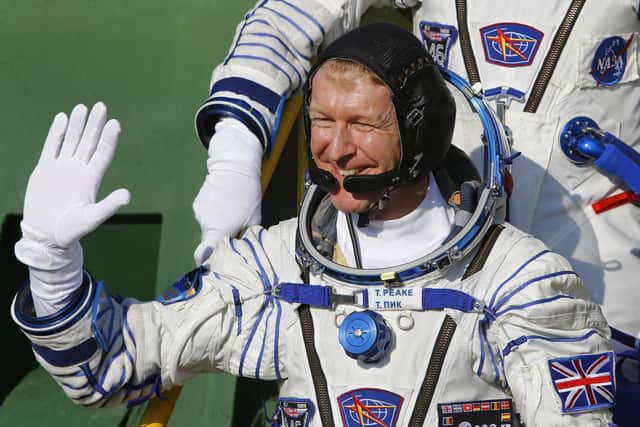 Tim was the first British ESA astronaut to visit the International Space Station, launching on a Soyuz rocket on 15 December 2015 with crewmates Tim Kopra and Yuri Malenchenko. He is pictured here as he boards the Soyuz TMA-19M spacecraft at the Russian-leased Baikonur cosmodrome, prior to blasting off to the International Space Station (ISS), on December 15, 2015. Picture: SHAMIL ZHUMATOV/AFP via Getty Images.