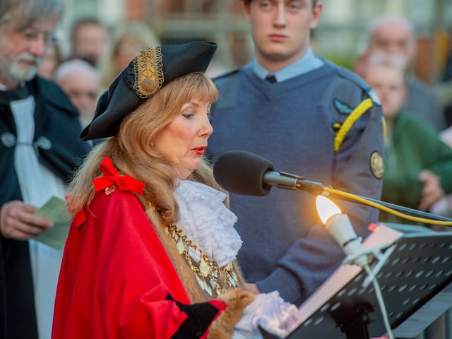 Mayor Julia Simmons at the service in Louth.