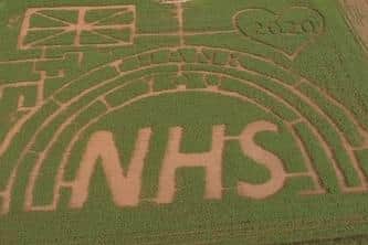 An aerial view of the maize maze at Uncle Henry's Farm