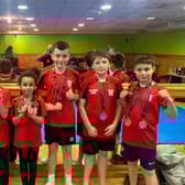 Scorpion youngsters with their medals haul at Doncaster last week.
