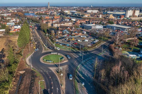 The Marsh Lane roundabout on the A16 (with London Road roundabout in the distance). Picture: Lincolnshire County Council