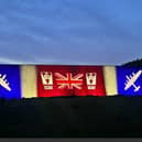 Severn Trent lights up Derwent Dam to honour Dambusters for VE Day.