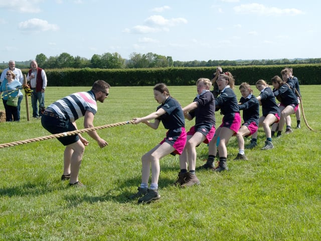 Tug-of-war in progress.