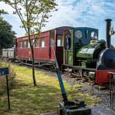 The LCLR&#39;s 1903-built steam locomotive, Jurassic, sets off from South Loop – where the new station and intereptation centre will be built with the help of the grant – with a train for Walls Lane in the Skegness Water Leisure Park. (Photo: Dave Enefer/LCLR).