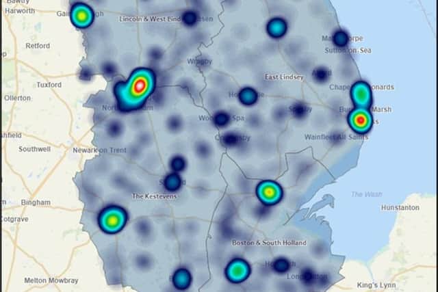 Lincolnshire Police's Beating Burglary Together burglary heatmap.