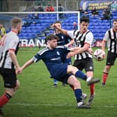 Action from Saturday's game at Retford where Brigg were beaten 1-0. Photo: Anna Backstrom/Brigg Town FC.