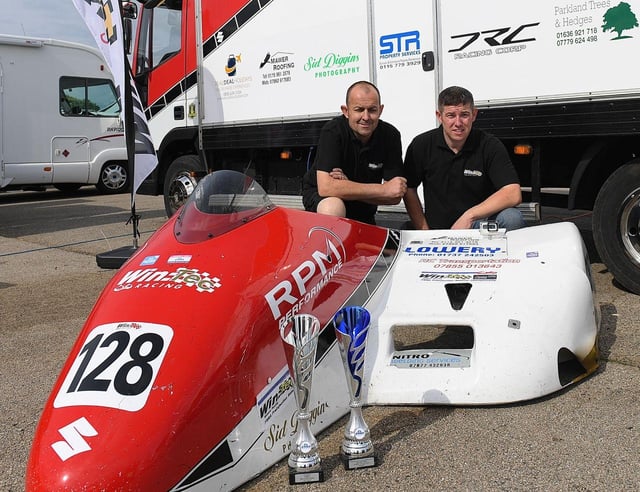 Simon Horton and Jordan Forrest celebrate a perfect weekend.
