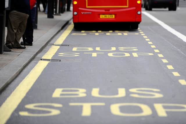 File photo dated 12/04/12 of a bus at a stop. English councils are being hit by a "completely unsustainable" annual bill of more than £450 million to prop up the free bus pass scheme, according to new analysis. The Local Government Association (LGA), which calculated the figure, warned that the cost is putting services at risk. Picture date: Saturday July 1, 2023.