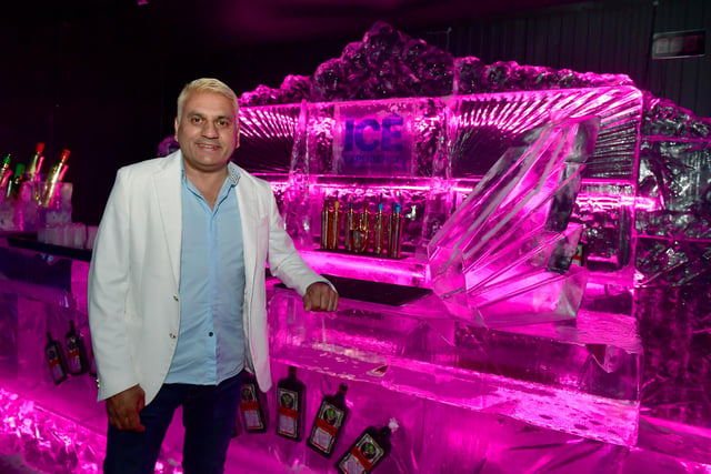 Owner Taj Bola at the bar in the Ice Experience in Skegness.