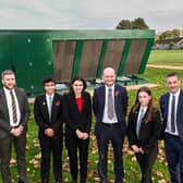 By the impressive new pump are, from left, Rob Middleton, Facilities Officer at Lincolnshire Gateway Academies Trust, James Brown, year 10, Frances Green, principal, Martin Brown, Chief Executive Officer at Lincolnshire Gateway Academies Trust, Mia Stubbs, year 10, and Mark Shadbolt, Facilities Manager at Lincolnshire Gateway Academies Trust.