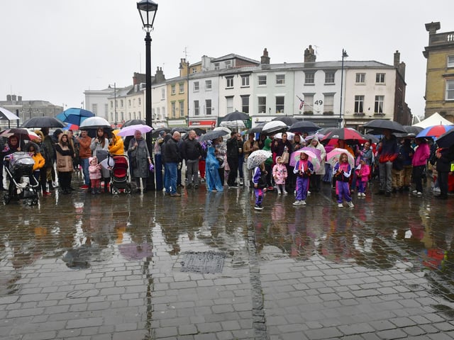 The crowd watching the free stage entertainment at Boston's Jubilee Party in the Market Place event yesterday (Sunday).
