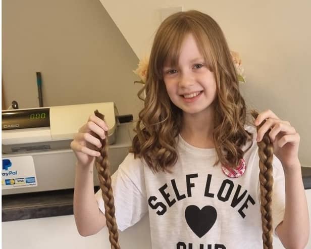 Sophia Dannatt has donated her long hair to The Little Princess Trust