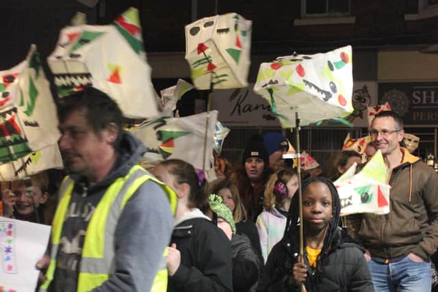 Hand-crafted lanterns made by children and community groups were on show in the parade