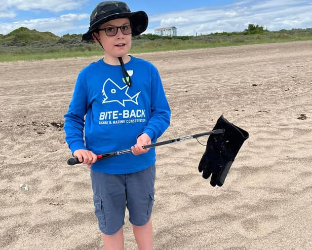 Max began his epic litter pick in Skegness.