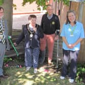 The new library garden bench unveiled at Market Rasen.
