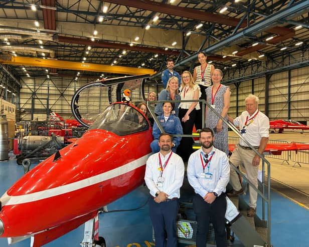 Staff from Lincoln County Hospital enjoy a visit to the Red Arrows