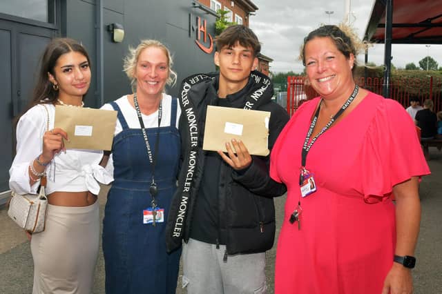 Pictured (from left) Beatriz Dimentel, assistant head of year Vikki Howard, IIja Polanskis, and deputy headteacher Emma Cresswell.