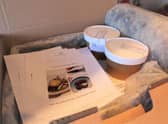 Opening the recipe box after delivery.