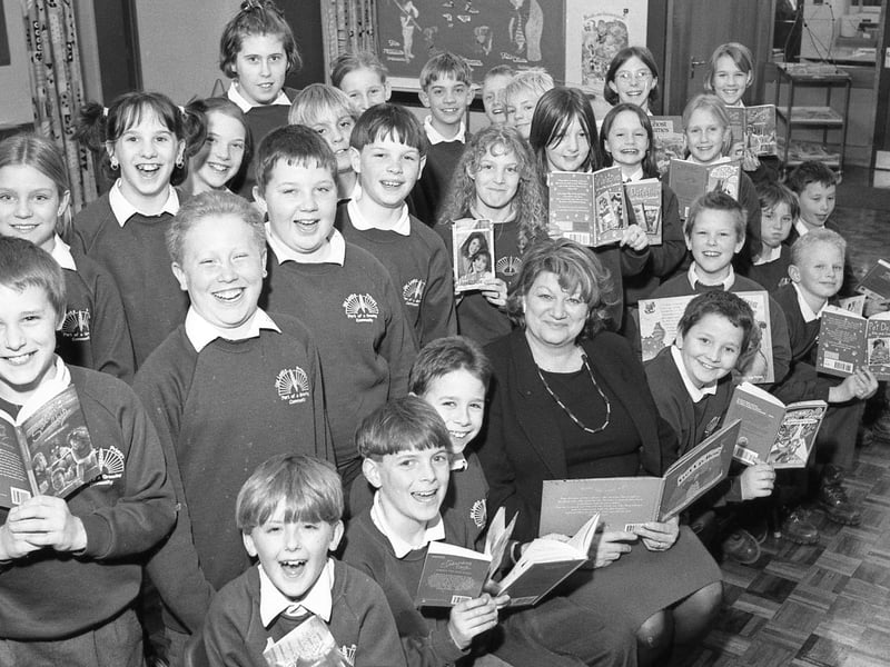 Old Leake pupils playing host to author Yana Novotny Hunter.