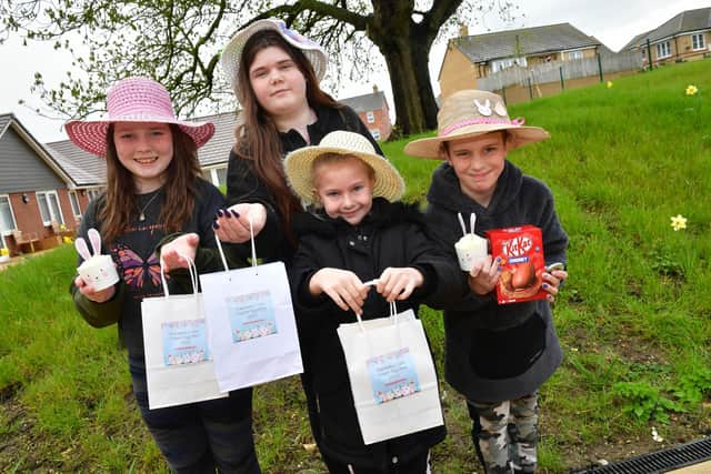 At Thimbleby Court's egg hunt, from left: Angel Ashley, 10, Kira Ashley, 11, Primrose Lay, 7, and Elijah Ashley, 8. Photos: D.R.Dawson Photography