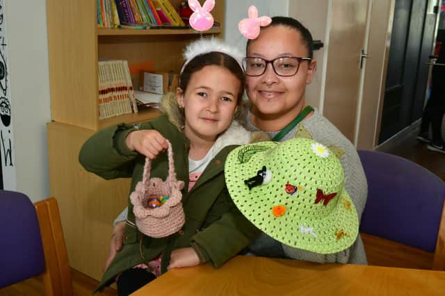 Lucy Bates and Lily-Grace Bates, 5, of Louth with their Easter goodies.