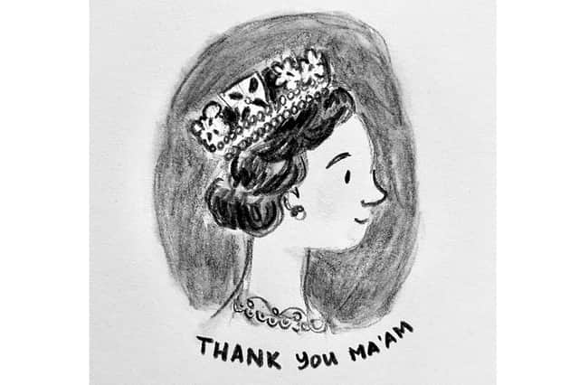 Lucy Dillamore's illustration in tribute to Queen Elizabeth II who died yesterday (Thursday).