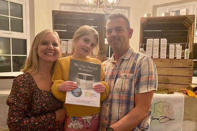 MamaBare's Hayley with husband, Simon, and daughter Evie