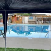 The new marquee in use at Metheringham swimming pool. Photo: NKDC