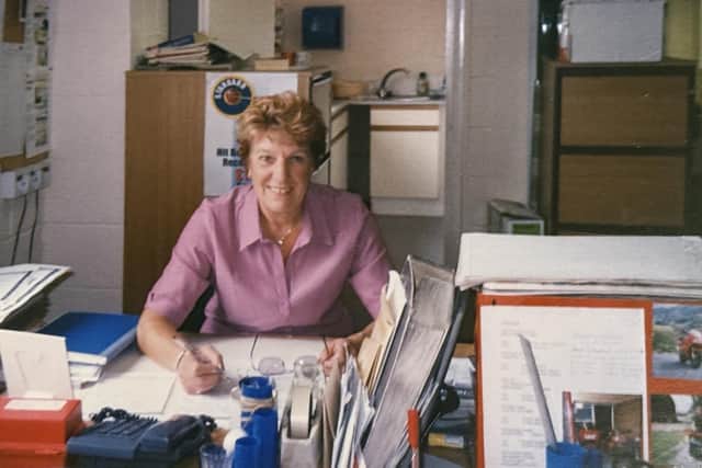Marian Richardson at her desk at the Boston Standard, where she worked for 18 years.