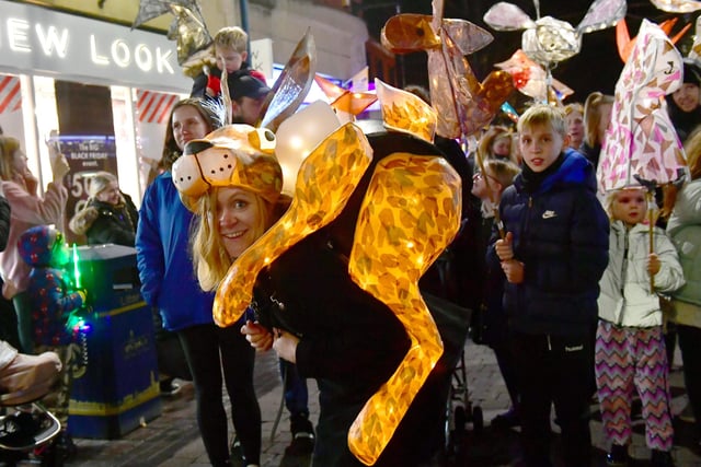 An illuminated hare costume at the Illuminate Parade