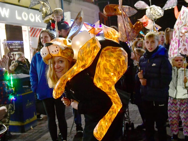 An illuminated hare costume at the Illuminate Parade