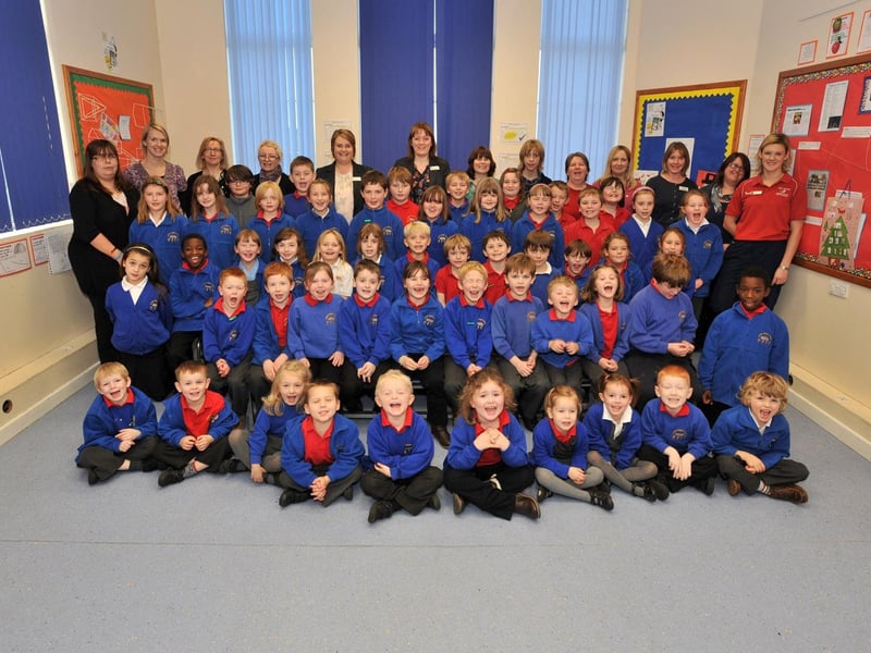Celebrations were taking place at two federated schools near Louth 10 years ago following their latest Ofsted inspection. Utterby Primary School and North Thoresby Primary School were both graded as 'good' by the education watchdog. Pictured, above, are youngsters and staff at Utterby Primary School.