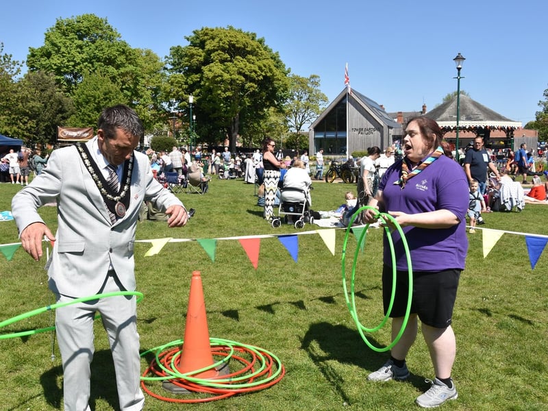 Mayor Coun Adrian Findley joining in the fun.