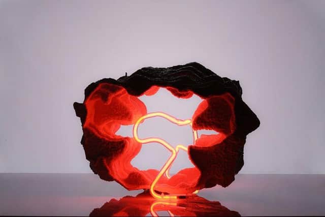 Porcelain and neon light by Valerie Bernadini