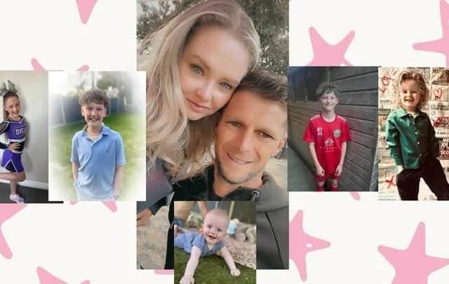 Natalie and Matt Thacker and their family, as pictured on their fundraiser page.