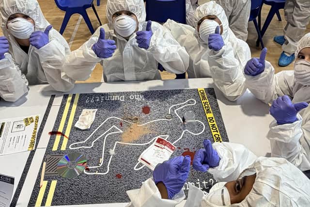 Among those who took part in the CSI experience at Boston Grammar School.