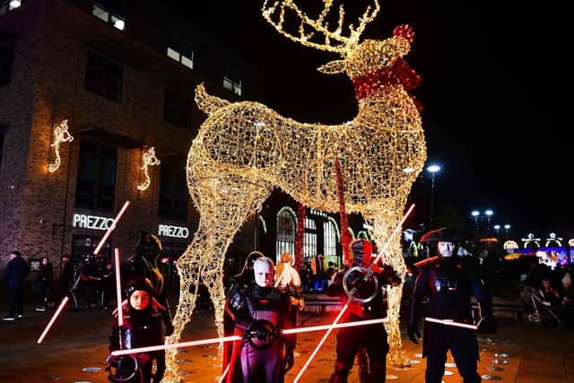 Marshall's Yard has switched on its Christmas lights in Gainsborough