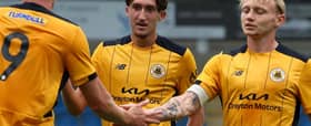 Jack Holmes celebrates a goal for Boston in Saturday's friendly at Chesterfield. Photo by Chris Bray.